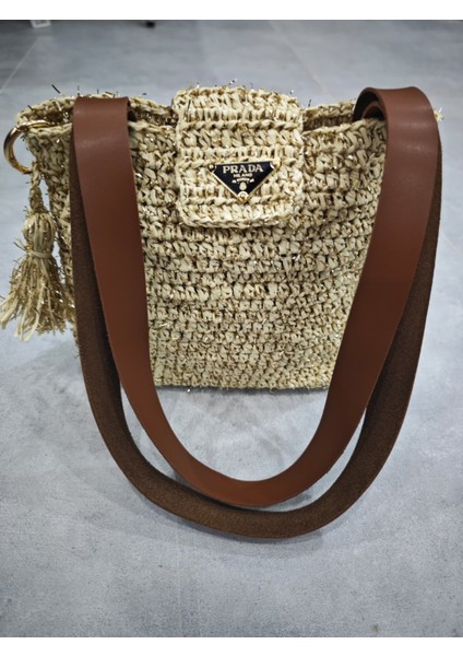👜 El Yapımı Kağıt Ip Örgü Çanta – Deri Saplı ve Simli Ipli 👜