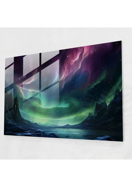 Jüpiter Aurora Cam Tablo - Dünya Cam Duvar Sanatı Jüpiter Farklı Dünya Tasviri