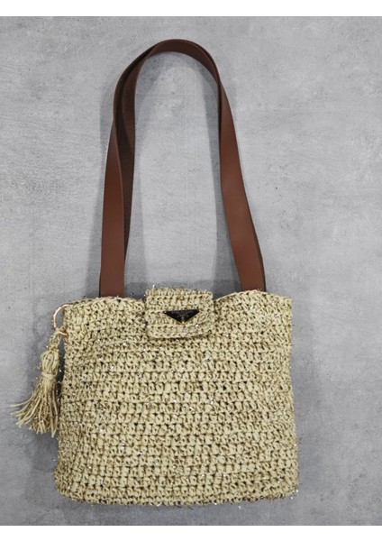 👜 El Yapımı Kağıt Ip Örgü Çanta – Deri Saplı ve Simli Ipli 👜 fırsatları