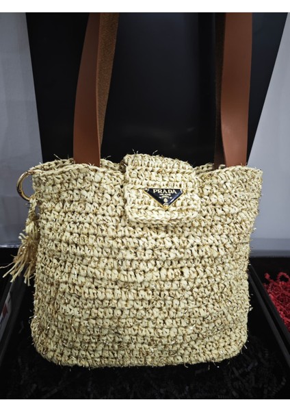 👜 El Yapımı Kağıt Ip Örgü Çanta – Deri Saplı ve Simli Ipli 👜