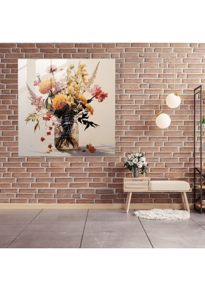 Kuru Çiçek Cam Tablo - Kuru Çiçek Cam Tablo Cam Duvar Sanatı Kurutulmuş Çiçekler Buketi fiyatları