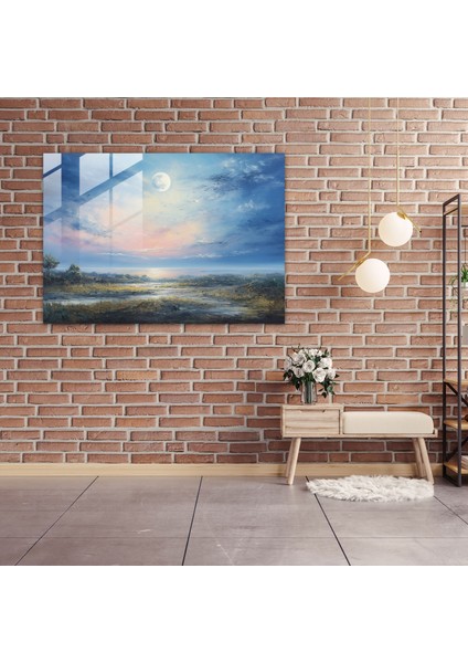 Huzurlu Gezegenler Cam Duvar Dekorasyonu - Dünya Cam Tablo Sanatı Modern Sanat modelleri