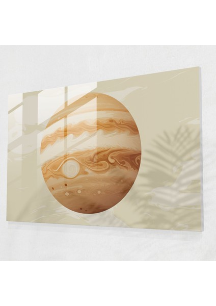 Minimalist Jupiter Cam Tablosu - Dünya Ev Dekorasyonu Cam Duvar Sanatı Duvar Dekorasyonu
