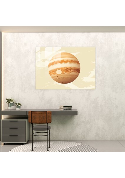 Minimalist Jupiter Cam Tablosu - Dünya Ev Dekorasyonu Cam Duvar Sanatı Duvar Dekorasyonu modelleri