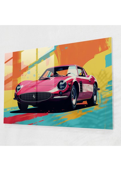 Ferrari Cam Tablo - Pop Art Klasik - Ferrari Cam Tablo Cam Sanatı Cesur Renkler