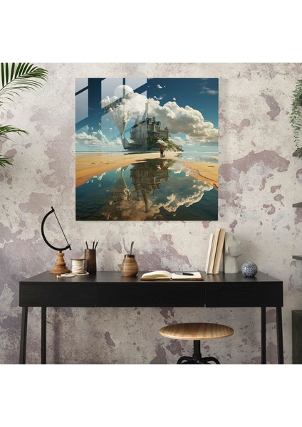 Eğlenceli ve Sürreal Rüya Cam Tablo - Eğlenceli Cam Tablo Ev Dekorasyonu Cam Duvar Sanatı modelleri