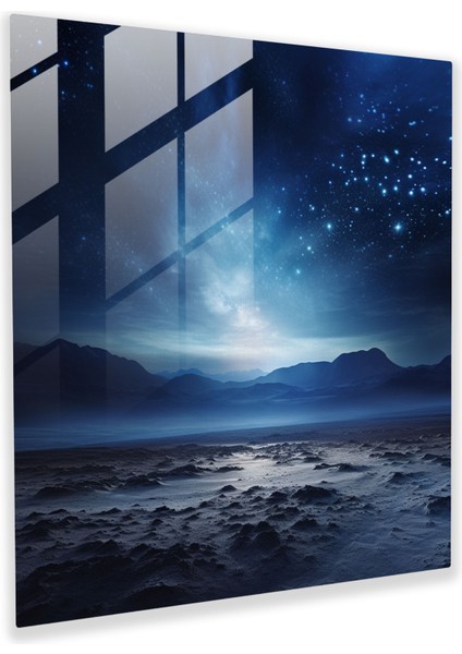 Çöl Yıldız Izleme Cam Tablo - Çöl Cam Duvar Sanatı Duvar Dekorasyonu Cam Sanatı
