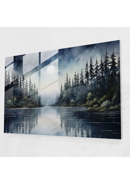 Ay Cam Duvar Sanatı - Dünya Sakin Sular Ev Dekorasyonu Huzurlu