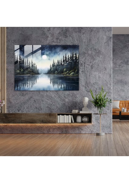 Ay Cam Duvar Sanatı - Dünya Sakin Sular Ev Dekorasyonu Huzurlu modelleri