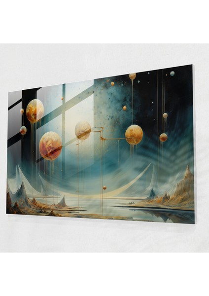 Rüya Gibi Gezegenler Cam Tablo - Dünya Cam Duvar Sanatı Rüya Gibi Atmosfer Cam Sanatı