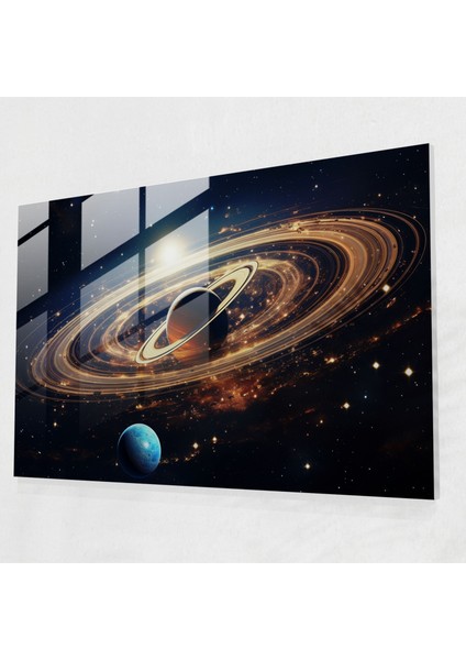 Satürn Gerçeküstü Cam Tablo - Dünya Gerçeküstü Yıldızlar Satürn