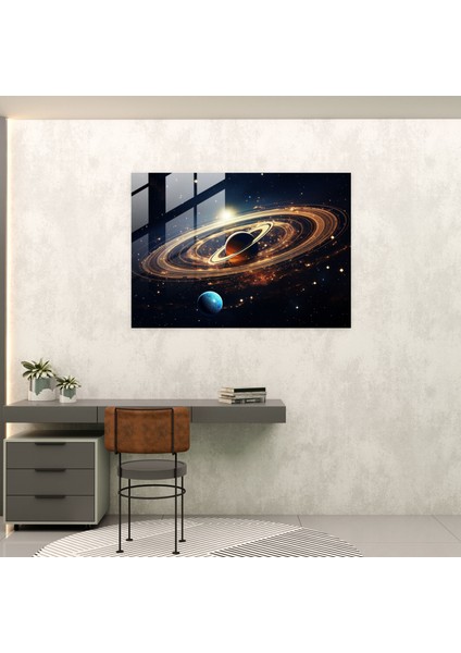 Satürn Gerçeküstü Cam Tablo - Dünya Gerçeküstü Yıldızlar Satürn modelleri