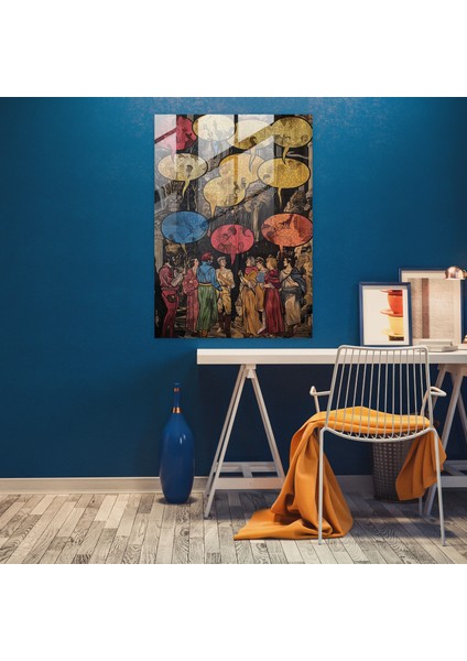 Ortaçağ Pop Sanatı Cam Tablo - Klasik+Popart Duvar Dekorasyonu Ev Dekorasyonu Cam Sanatı fiyatları