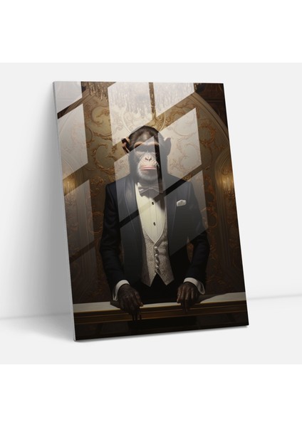 Hayvanlar Insan Gibi Giyinmiş Cam Tablo - Gerçeküstü Sanat - Hayvanlar Insan Gibi Giyinmiş Cam Duvar Sanatı Duvar Dekorasyonu