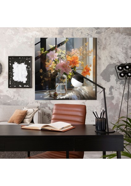 Banyo Cam Tablosu - Çiçeklerin Açtığı - Banyo Için Banyo Temalı Fotoğraf Gerçekçiliği Cam Duvar Sanatı modelleri