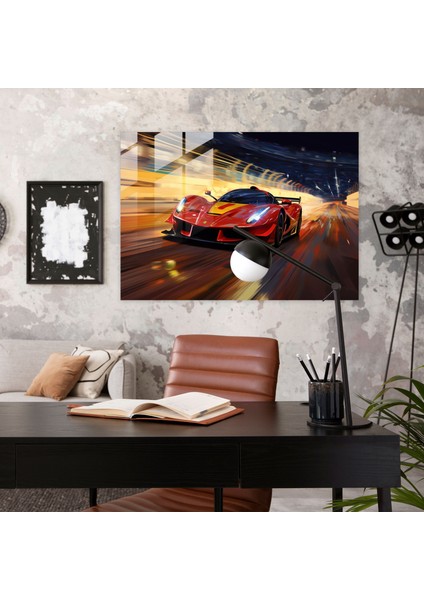 Ferrari Yarış Cam Tablo - Hız Cam Sanatı Cam Tablo modelleri