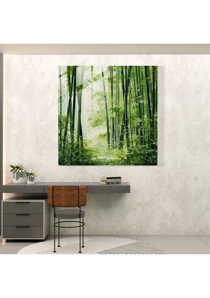 Asya Bambu Ormanı Cam Tablo - Asya Duvar Dekorasyonu Ev Dekorasyonu Cam Sanatı fiyatları