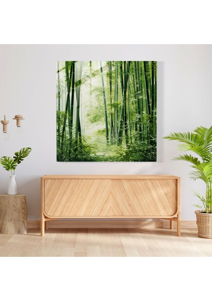 Asya Bambu Ormanı Cam Tablo - Asya Duvar Dekorasyonu Ev Dekorasyonu Cam Sanatı modelleri