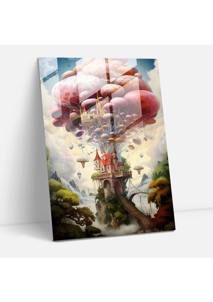 Basquiat Cam Tablo - Gerçeküstü Rüya Manzarası - Basquiat Modern Sanat Gerçeklik