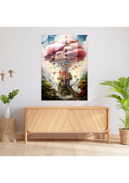 Basquiat Cam Tablo - Gerçeküstü Rüya Manzarası - Basquiat Modern Sanat Gerçeklik modelleri