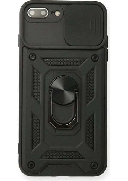 Newface iPhone 7 Plus Kılıf Pars Lens Yüzüklü Silikon - Siyah