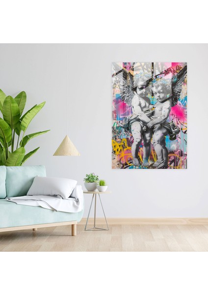 Neon Melekler Cam Tablo - Klasizm+Popart Cam Tablo Cam Sanatı Duvar Dekorasyonu fiyatları
