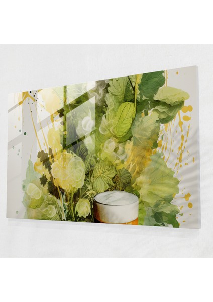 Bira Bardağı Sanatı - Bira Modern Sanat Cam Tablo Şerbetçiotu