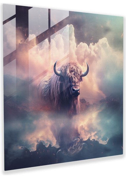 Buffalo Hayalet Dijital Sanat Cam Tablo - Buffalo Dijital Sanat Eseri Masalsı Cam Sanatı