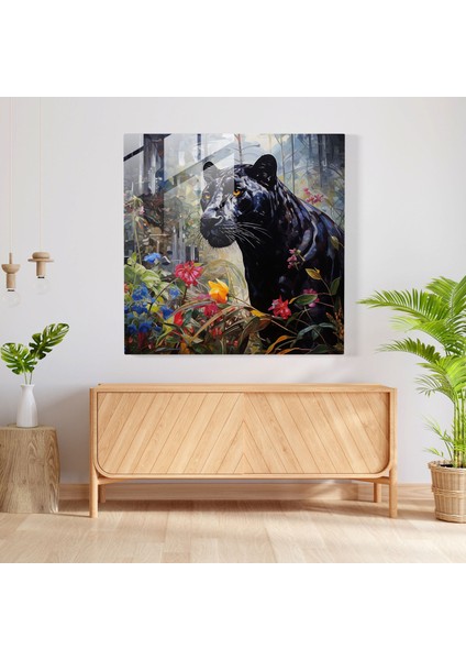 Hayalperest Kara Panter Cam Tablo - Modern Sanat Kara Panter Cam Tablo modelleri
