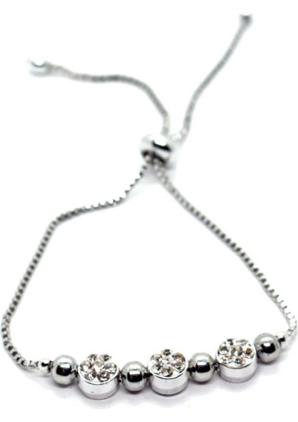 Gümüş Renk Zirkon Taşlı Üçlü Macun Asansör Bileklik fiyatları