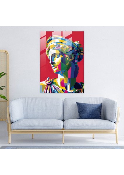 Klasizm ve Pop Art'ın Birleşimi: Yunan Tanrıçası Pop Art Cam Tablo - Klasizm ve Pop Art'ı Birleştirin Cam Sanatı. fiyatları