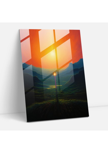 Cam Tablo Huzurlu Mum - Izlenimci Manzara Alacakaranlık Ev Dekorasyonu