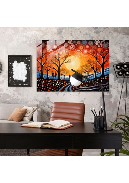 Aborjin Rüya Zamanı Cam Tablo - Aborjin Cam Sanat Canlı Eski Hikaye Anlatımı fiyatları