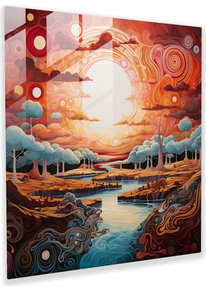 Rüya Zamanı Hikayeleri Cam Tablo - Aborijinal Çağdaş Soyut Sanat Eseri Cam Tablo