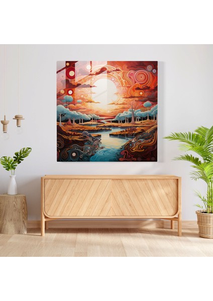 Rüya Zamanı Hikayeleri Cam Tablo - Aborijinal Çağdaş Soyut Sanat Eseri Cam Tablo fiyatları