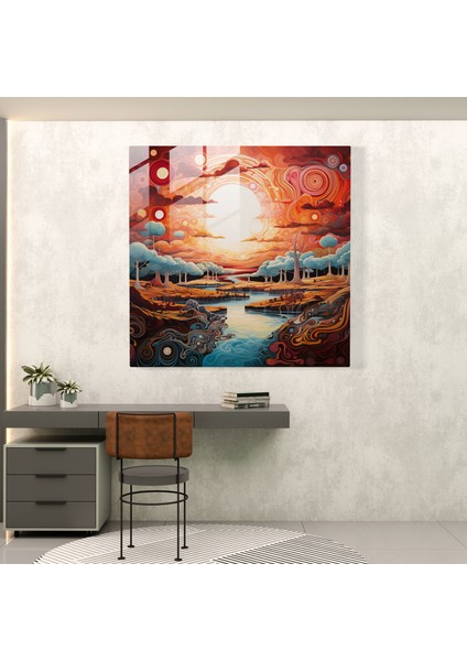 Rüya Zamanı Hikayeleri Cam Tablo - Aborijinal Çağdaş Soyut Sanat Eseri Cam Tablo modelleri