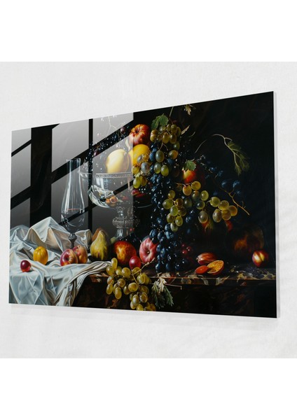 Caravaggio Tarzı Cam Tablo - Caravaggio Cesur Fırça Darbeleri Dramatik Kompozisyon Çarpıcı Natürmort