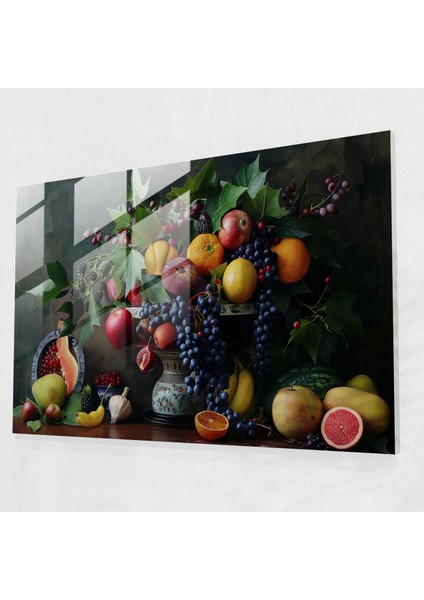 Caravaggio Tarzı Ev Dekorasyonu: Meyveli Natürmort Tablo - Cam Tablo Ev Dekorasyonu Caravaggio Stili
