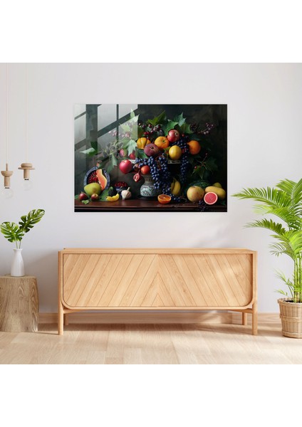 Caravaggio Tarzı Ev Dekorasyonu: Meyveli Natürmort Tablo - Cam Tablo Ev Dekorasyonu Caravaggio Stili fiyatları