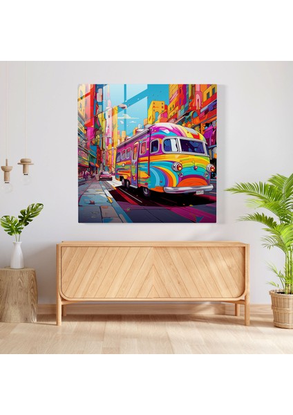 Şehir Karavanı Cam Tablo - Karavan Canlılık Canlı Renkler fiyatları