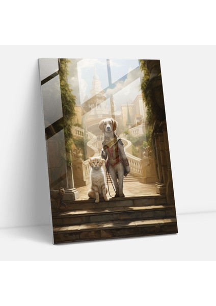 Hayvanlar Insanlar Gibi Giyinmiş Modern Sanat - Hayvanlar Insanlar Gibi Giyinmiş Kanvas Tablo Cam Tablo Yağlı Boya