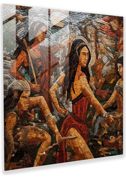 Amazon Kadınları Mozaik Cam Tablo - Savaşçı Ruh Cesaret Duvar Dekorasyonu