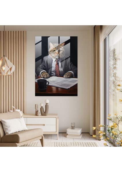 Hayvanlar Insanlar Gibi Giyinmiş Cam Tablo - Gerçekçi Yağlı Boya Kurumsal Ofis Ortamı Modern Sanat modelleri