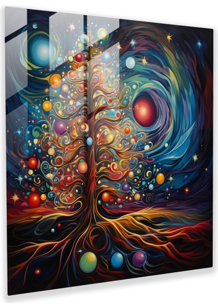 Noel Parıltısı Cam Tablo - Noel Noel Ağacı Işıltılı Parıltı Cam Duvar Sanatı