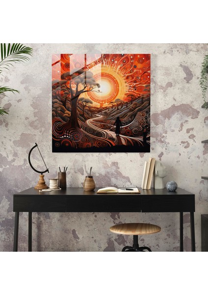 Aborjin Rüya Anlatıcılığı Cam Tablo - Duvar Dekorasyonu Cam Sanatı Rüya Anlatıcılığı modelleri