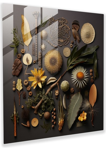 Yerli Flora ve Fauna Cam Tablosu - Aborjin Ev Dekorasyonu Doğal Dokular Fauna