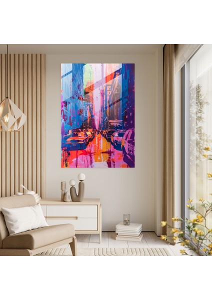 Andy Warhol Cam Tablo - Canlı Şehir Manzarası - Modern Sanat Duvar Dekorasyonu modelleri