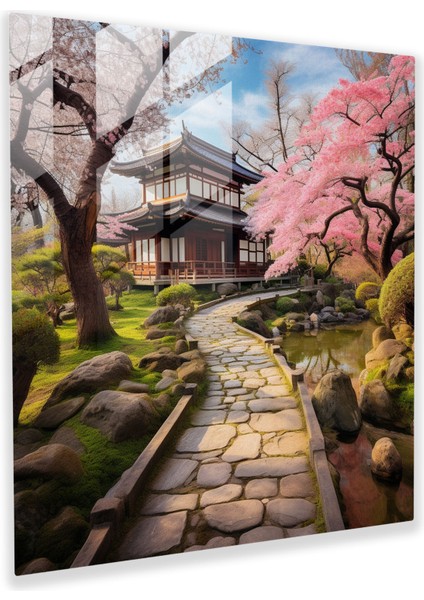 Asya Çay Bahçesi Cam Tablo - Asya Taş Yolu Cam Sanatı