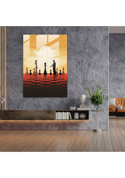 Satranç Cam Sanatı - Stratejik Satranç Savaşı Ebedi Mücadele Duvar Dekorasyonu fiyatları