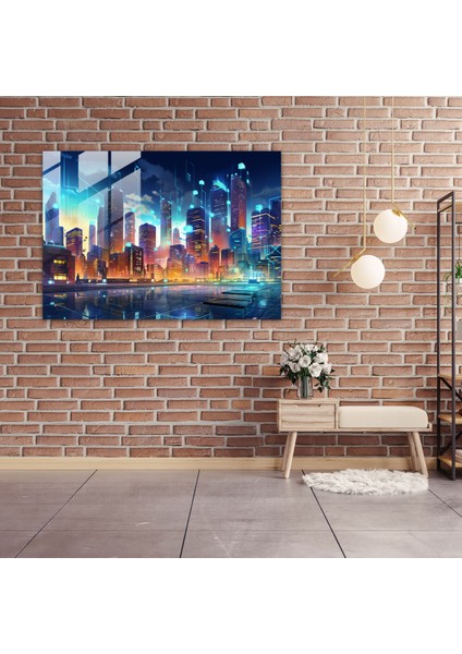 Blockchain Cam Tablo - Gelecek Odaklı Veri Akışı Cam Duvar Sanatı fiyatları